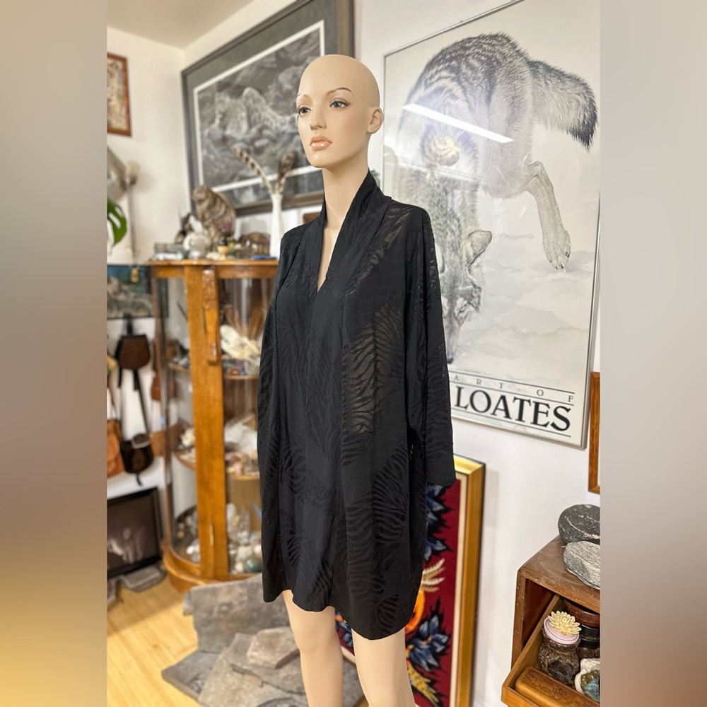 Black Striped Sheer Cardigan or House Robe